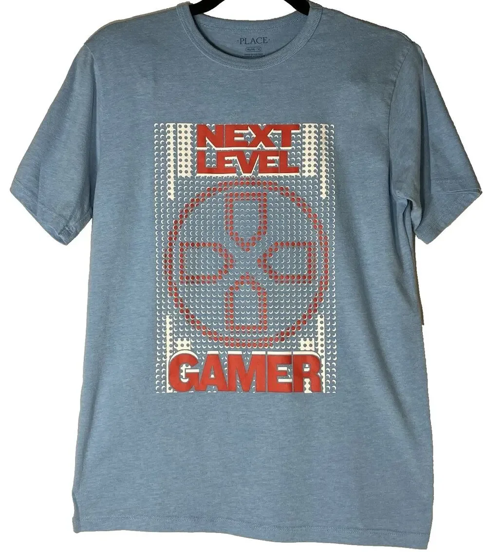 The Children's Place Light Blue Next Level Gamer Graphic T Shirt Youth XL 14